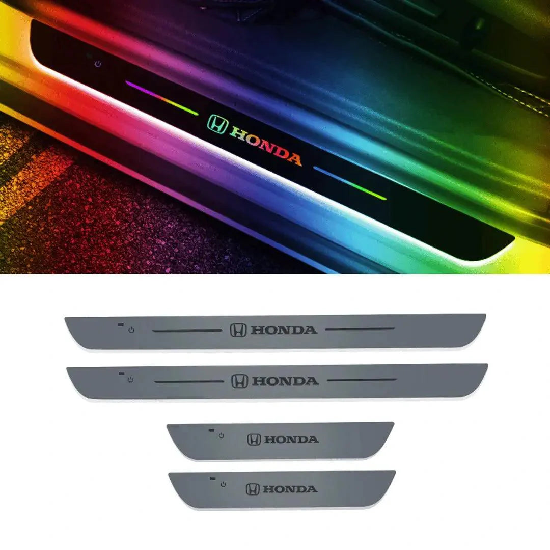LED Car Door Sill Lights, 4 Pcs Custom Auto-Sensing Real Waterproof  Wireless Colorful Car Sill Light Plate